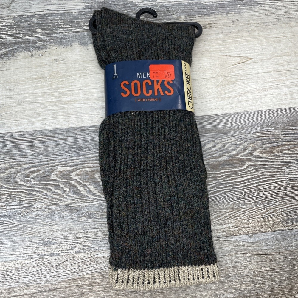 Vtg. 2001 Cherokee Men's Socks Wool Blend Size 10-13 Hiking Casual